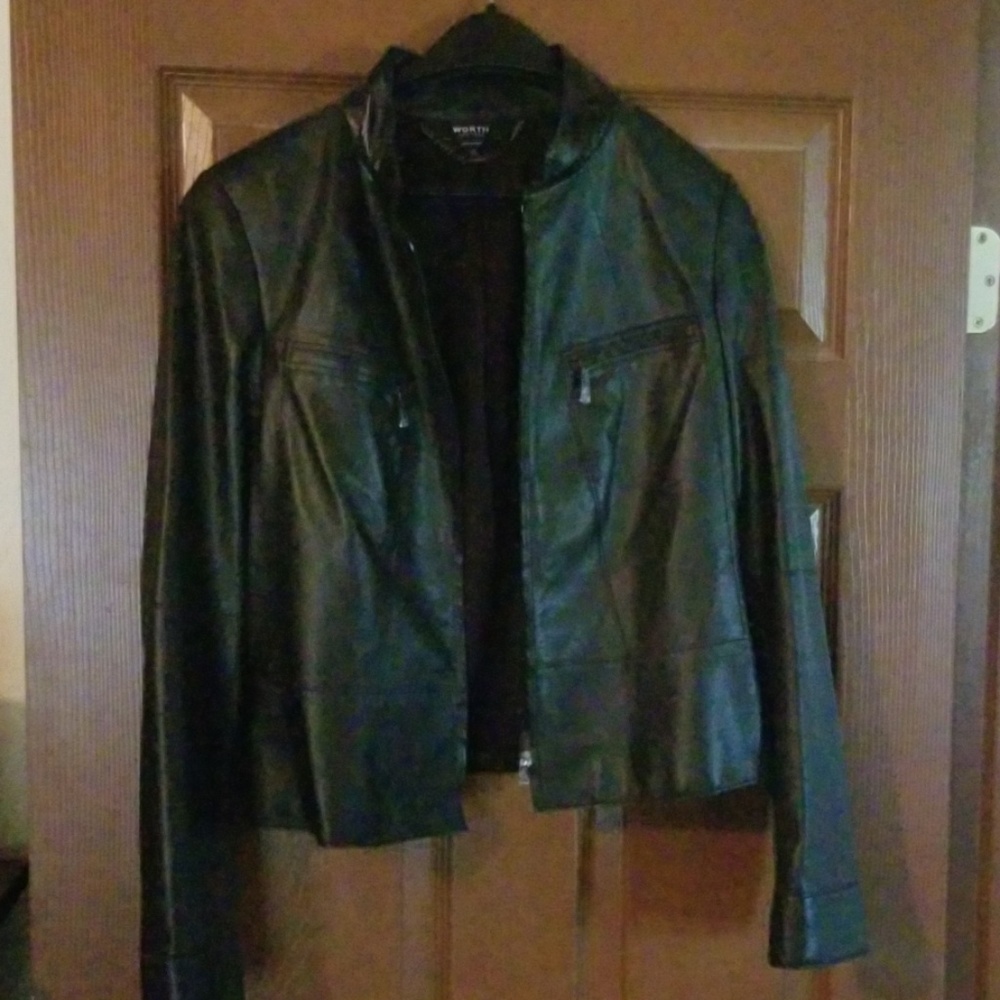 Black leather crop jacket